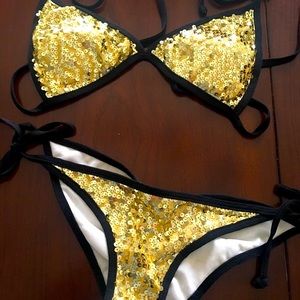 Black & Gold Sequin Bikini
